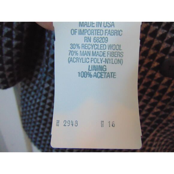 Vtg NWT Coat by Dani Colby Made in USA Double Breasted w/ shoulder pads Size 16 - Picture 8 of 9